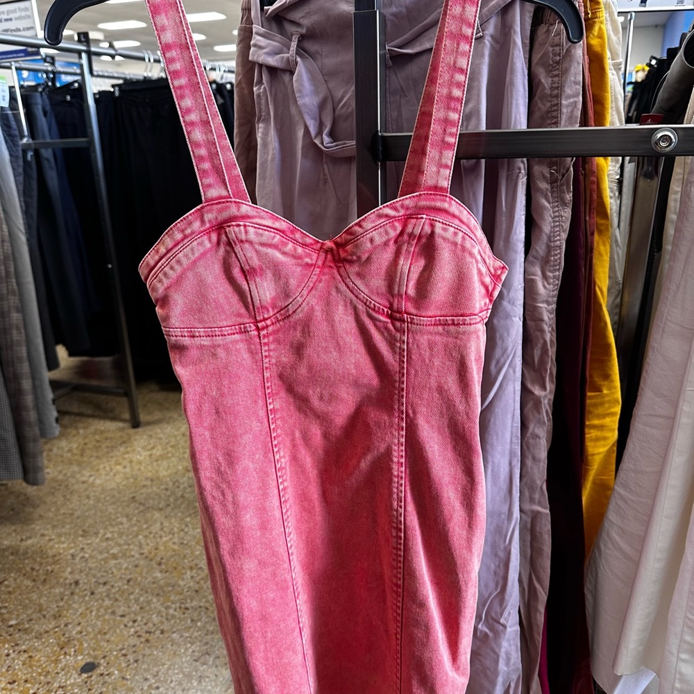 Cute denim fitted red dress small